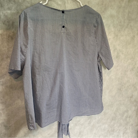 Lane Bryant Blue White Stripe Nautical Floral Embroidery Waist Women's 14 16 - Picture 6 of 16